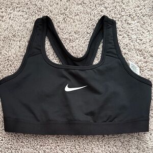 Nike Girls Black Sports Bra with White Logo